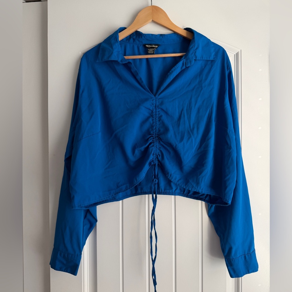 Blue Drawstring Women's Crop Top